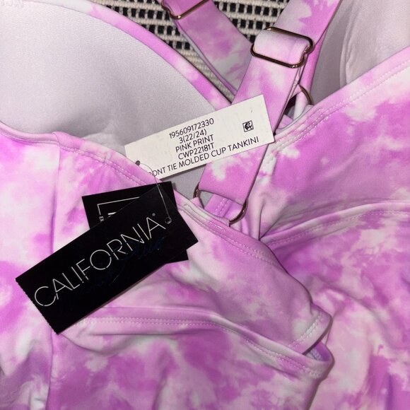 California Waves SUNKISSED SUNRISE LAVENDER Tie-Dye Tankini Top 3 22/24 - Picture 5 of 5